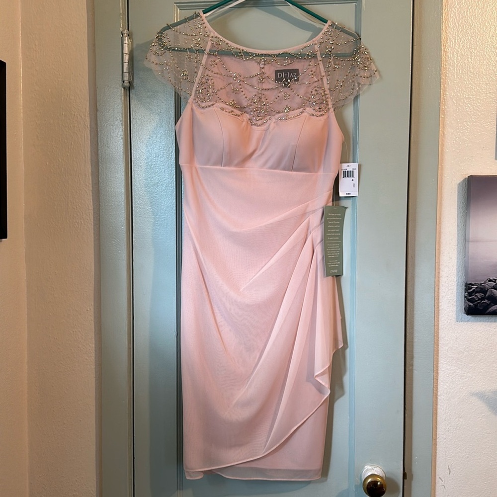 DJ Jazz pale pink cocktail bridesmaid dress